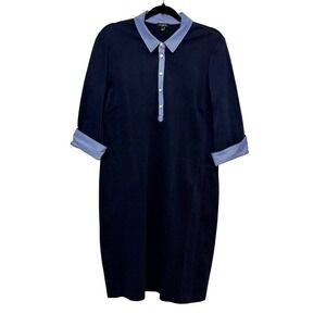 Talbots Preppy Gingham Collar Knit Polo Shirt Dress Womens Size L Cottagecore